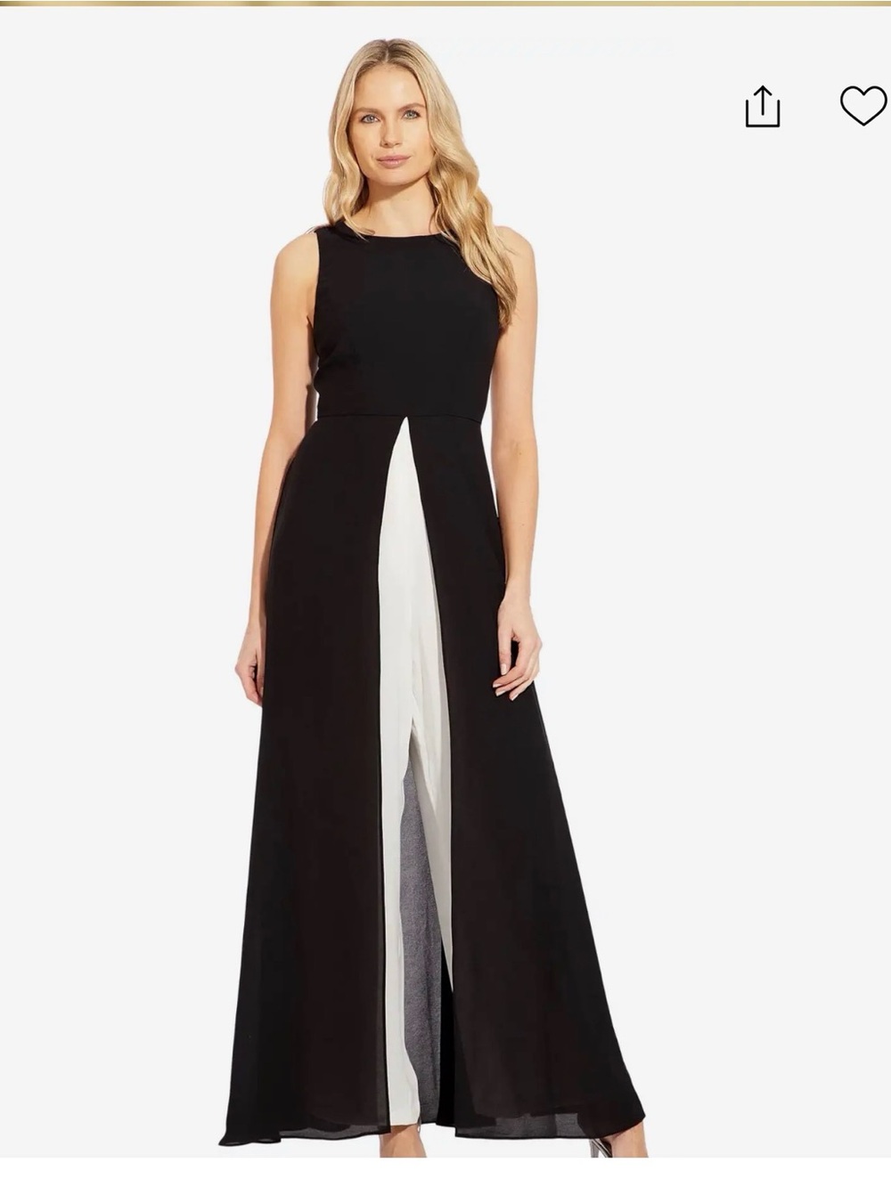 Sleeveless Black Wide-Leg Jumpsuit with White Lining